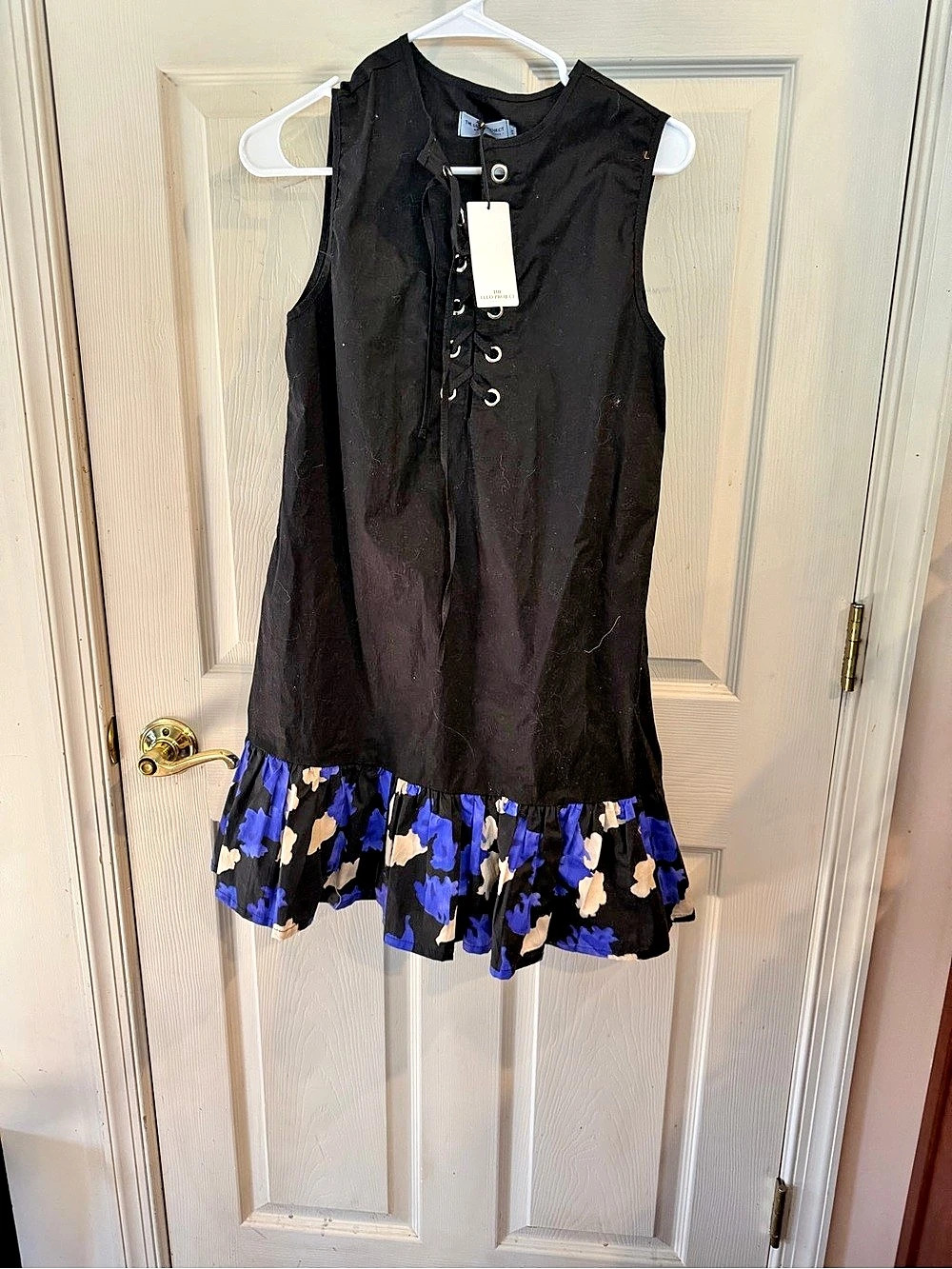 NWT The Lulo Project The Fracture Lace Front Ruffle Minidress oversized XS